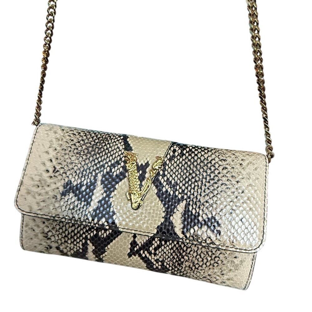 Versace Women's Snakeskin‎ Virtus Wallet On Chain Shoulder Bag, 1006264